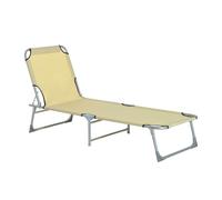 Reclining Sun Lounger Chair Folding Camping Bed with 4-Position Adjustable Backrest