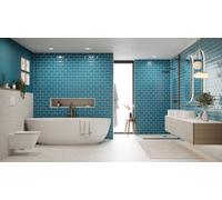 Reco Surfaces Bevel Metro Tile (150mm X 75mm) Teal Blue Wall Panel (2440X1220mm)