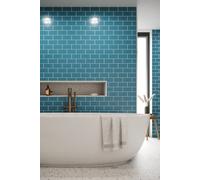 Reco Surfaces Flat Metro Tile (150mm X 75mm) Teal Blue Wall Panel (2440X1220mm)