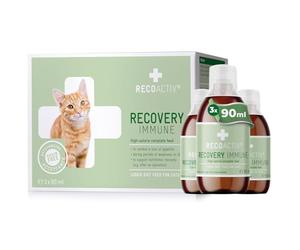 RECOACTIV Recovery Immune for cats, 3 x 90 ml, high-calorie complete diet food for cats suffering from malnutrition and during recovery, to promote weight gain, and for pets who refuse to eat