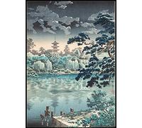 Recognise Design Japanese Vintage Style Art Japanese River With Castle Koitsu Tsuchiya Gift Print Only | Japan Poster Prints | Wall Art Living Room Bedroom Decor Classic Vintage Poster Prints (A3)