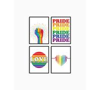 Recognise Design Pride Set Of 4 Unframed Gay Lesbian Trans LGBT Pride Poster Prints | Gay Pride LGBTQ+ Prints | Wall Art Living Room Bedroom Decor LGBT Rainbow Pride Flag Poster Prints (5"x7" Inches)