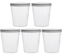 Recogwood 10Pcs 30ml Plastic Measuring Cups, Transparent Reusable Lab Graduated Beakers with Lid Cap for Kitchen Cooking DIY Painting Medication
