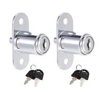 Recogwood 2Pcs 23mm Cylinder Length Push Plunger Lock, 19mm Cylinder Diameter 7/8 Inch Zinc Alloy Cylinder Cabinet Lock with Keys for Drawer Desk Wardrobe Cabinet, Keyed Different