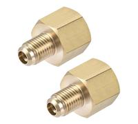 Recogwood 2Pcs Brass Tube Fitting, 1/4 SAE Flare Male, 3/8 SAE Female, Straight Coupling Adapter Brass, Tube Adapter Connector for Air Conditioning and Refrigeration