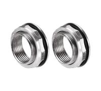 Recogwood 2Pcs Bulkhead Fitting, G3/4 Female 1.14 Inch Male Tube Adaptor Connector Hose Fitting with Silicone Gaskets for Water Tanks, Brass, Silver Tone