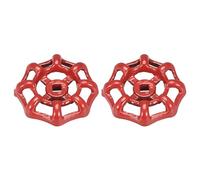 Recogwood 2Pcs Faucet Wheel Handle Valve, 6mm x 6mm Gate Valve Handle Wheel Replacement, Plastic Outside Faucet Hose Bibb Wheel Handle, Wheel OD 58mm Paint Cast Steel, Red