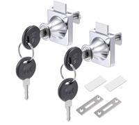 Recogwood 2Pcs Glass Cabinet Door Lock, Single Glass Display Case Locks Security Locks Cam Locks with Keys for Door Cabinet Mailbox Drawer Cupboard, Keyed Alike