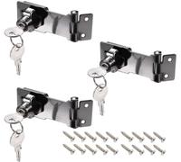Recogwood 3Pcs Keyed Hasp Locks, 3 Inch Twist Knob Keyed Locking Hasp and Staple Lock, Catch Latch Safety Gate Lock with Keys for Locking Shed Doors Cabinets Furniture