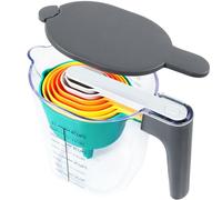 Recogwood Measuring Cups and Spoons set 10 Pieces, Stackable Measuring Cup with Lid, Kitchen Cooking Baking Measuring Set for Liquid and Dry, BPA Free, Dishwasher Safe (Multicolor)