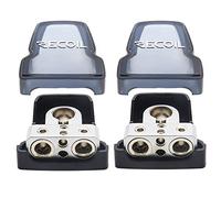 Recoil 2 Pack Premium Solid Brass Positive Negative Battery Terminals Clamps with Two 0/2/4 Gauge Outputs and Two 8 Gauge Outputs