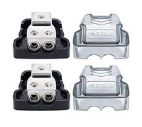 RECOIL 2-Way Power Distribution Block, 1 X 0/2/4 Gauge in / 2 X 4/8 Gauge Out Power Distribution Ground Distributor Block for Car Audio Amplifier Splitter 2 Pack