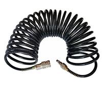Recoil Air Hose Air Compressor Hose with Industrial Solid Brass Coupler and Plug 1/4 Inches x 25 Feet, Quick Connect, Black