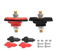 Recoil BTTP-38 Premium High Current 3/8” Feed-Thru Panel Battery Terminal Connectors with Silicone Terminal Covers, Red & Black Pair