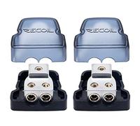 RECOIL DB12P 2 Way Power Distribution Block, 1 X 0/2/4 Gauge in / 2 X 4/8 Gauge Out Power Distribution Ground Distributor Block for Car Audio Amplifier Splitter 2 Pack