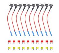 Recoil FT2-10 10 Pack 12V Car Add-a-Circuit Fuse Tap Adapter Mini ATS Blade Fuse Holder with 10pcs 10A, 20A Fuses