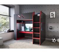 Recoil Orbit Gaming High Sleeper With Adjustable Height Desk Black & Red