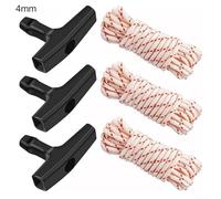 Recoil Starter Pull Cord Kit For Chainsaws, Leaf Blowers And Lawn Mowers, 3 Plastic Handles With 10 Meter Ropes In Various Diameters For Engine Starters(4mm)