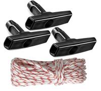 Recoil Starter Rope Set,Engine Starter Rope & Handle, 10 Meter Pull Cords with 3 Pieces Black Handle for Lawn Mower Chainsaw Trimmer Edger Brush Cutter Engine Parts