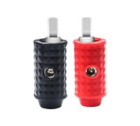 Recoil WR04 Amplifier Power/Ground Input Wire Gauge Reducer Brass 1/0 Gauge to 4 Gauge with Red/Black Silicon Covers, Marine-Grade Satin Chrome Finish, Pair