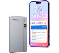 RECOLX AI Voice Recorder, App Control, Transcribe and Summarize with 71 Pro Templates, Deep AI Analysis, Record Anytime for Meetings, Work, Lectures, 112 Languages, Grey