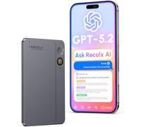 RECOLX AI Voice Recorder, App Control, Transcribe & Summarize with 71 Pro Templates, Deep AI Analysis, Record Anytime Anywhere for Meetings, Work, Lectures, 112 Languages, Space Grey