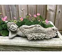 Reconstituted Stone Oriental Tealight Buddha Statue | Monk Concrete Garden Outdoor Ornament