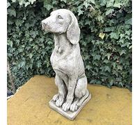 Reconstituted Stone Pair of Hound Statues | Antique Outdoor Garden Dog Puppy Garden Ornament
