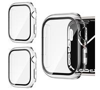 Recoppa 3 Pack for Apple Watch Case 41mm Series 8/7 With Tempered Glass Screen Protector, Hard Slim Guard Ultra-Thin Bumper Full Coverage Protective Cover for iWatch 7 41mm Clear*3