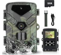 RecorCam Wildlife Camera 50MP 4K Trail Camera with IR LEDs Night Vision 0.3s Motion Activated 120° Detecting Range IP65 Waterproof Garden Camera with 32GB SD Card for Nature Wildlife Scouting (HC883A)
