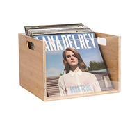Record Album Storage Crate, Bamboo & Acrylic Vinyl Record Crate, Multifunctional Visible Record Holder Crate with Handle, Great for Storing Vinyl Record LP's/Albums Hanging Letter Size Folders Toy