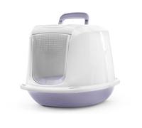 Record Arena+ Closed Cat Litter Tray with Handle and Filter, Lilac 57 x 39.5 x 38 cm, Plastic Toilet Modern Design, Easy to Clean, Made in Italy