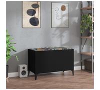 vidaXL Record Cabinet, Record Player Stand with Slots, Sideboard for Living Room Office, Side Cabinet, Industrial Style, Black Engineered Wood