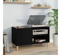 Record Cabinet Black Engineered Wood 84.5x38x48 cm 4-Shelf Vinyl Storage Console