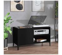 Record Cabinet Black Engineered Wood 84.5x38x48 cm Vinyl Storage Shelf -ModernXL