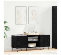 Record Cabinet Black Oak 121 x 38 x 48 cm Engineered Wood & Iron, Vinyl 2 Doors