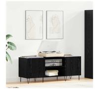 Record Cabinet Black Oak 121 x 38 x 48 cm Engineered Wood & Iron, Vinyl 2 Doors