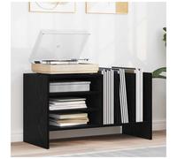Record Cabinet Black Oak 78.5x35x45cm Engineered Wood 6-Shelf LP Storage Modern