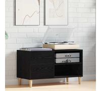 Record Cabinet Black Oak 84.5x38x48cm Engineered Wood 4-Shelf Vinyl Storage Pro