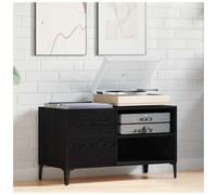 Record Cabinet Black Oak 84.5x38x48cm Engineered Wood Vinyl Storage Slim 1 Shelf