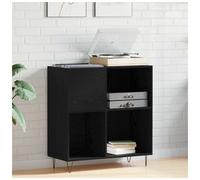 Record Cabinet Black Oak 85x38x89 cm Engineered Wood 4 Shelves Mid-Century Retro