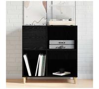 Record Cabinet Black Oak Engineered Wood 84.5x38x89cm 1 Shelf Minimal StorageXL