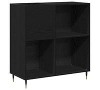 Record Cabinet Black Oak Look Made of Wood Material 85 x 38 x 89 cm with 4 Shelves, Industrial Style Lowboard for Living Room, Compact Storage Space and Modern Design