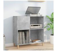Record Cabinet Concrete Grey 84.5x38x89cm Engineered Wood Mid-Century Storage UK