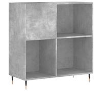 Record Cabinet Concrete Grey Wood Material 84.5 x 38 x 89 cm with Iron Legs, Storage Space for Records, Sturdy Top Plate for Turntables, Modern Design for Living Room and Home Cinema