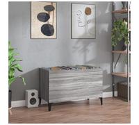 Record Cabinet Grey Sonoma 74.5x38x48cm Engineered Wood Metal Legs LP Storage.