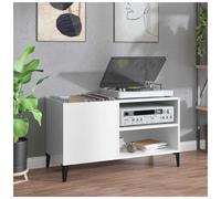 Record Cabinet High Gloss White 84.5x38x48cm Engineered Wooden Vinyl Storage