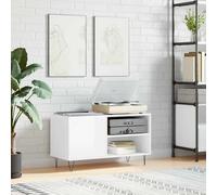 Record Cabinet High-Gloss White Wood Material 85 x 38 x 48 cm with Iron Legs, Storage Space for Record Records, Sturdy Top Plate Ideal for Turntables