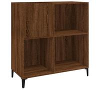 Record Cabinet brown oak 84.5x38x89 cm engineered wood with metal legs storage.