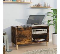 Record Cabinet Smoked Oak 84.5x38x48cm Engineered Wood 2-Shelf Vinyl Storage Top